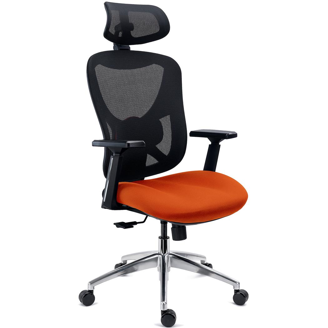 Silla Ergonómica URUS, Respaldo Ajustable Altura, Espuma Inyectada, Uso Pro 8H, En Naranja