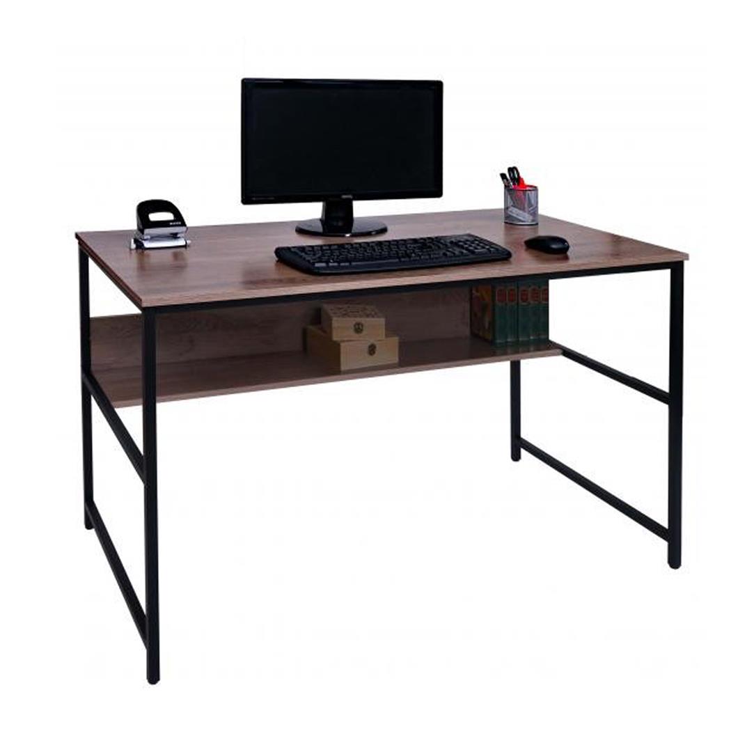Mesa de Oficina EVOKE, 120x60x78 cm, Estructura Metálica, Superficie de Madera color Roble