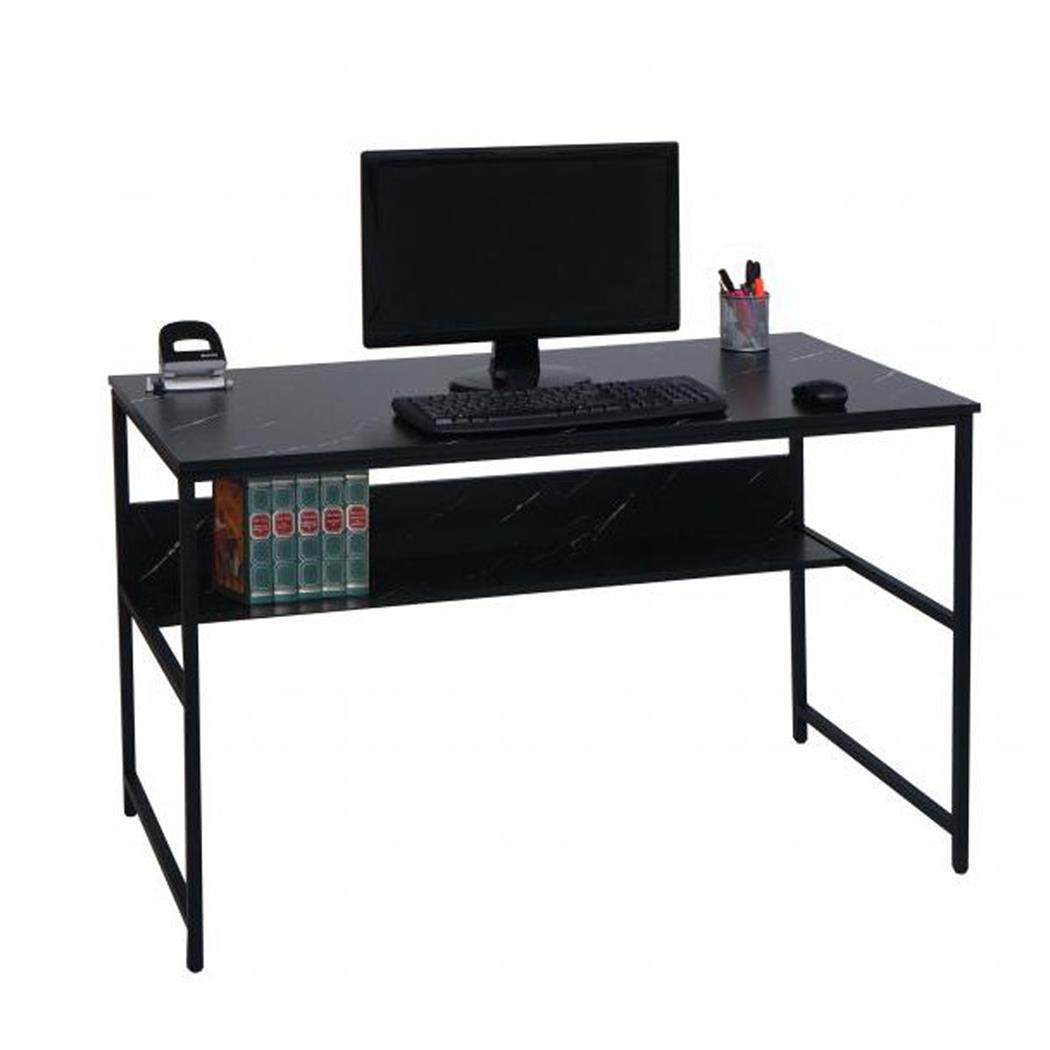 Mesa de Oficina EVOKE, 120x60x78 cm, Estructura Metálica, Superficie de Madera color Negro efecto Mármol