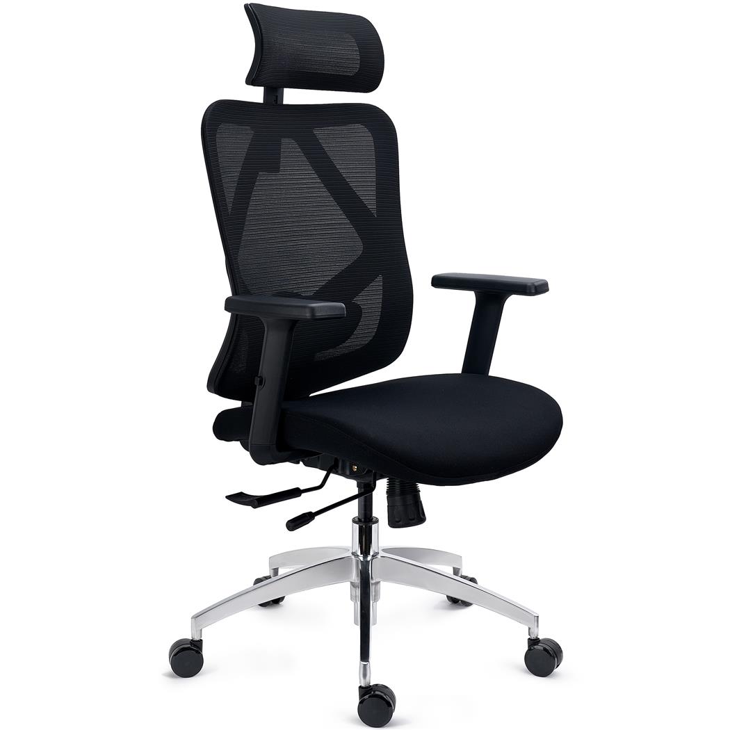 Silla Ergonómica LONDON, Soporte Lumbar Ajustable, Asiento Deslizante, Brazos 3D, Uso 8H, Negro