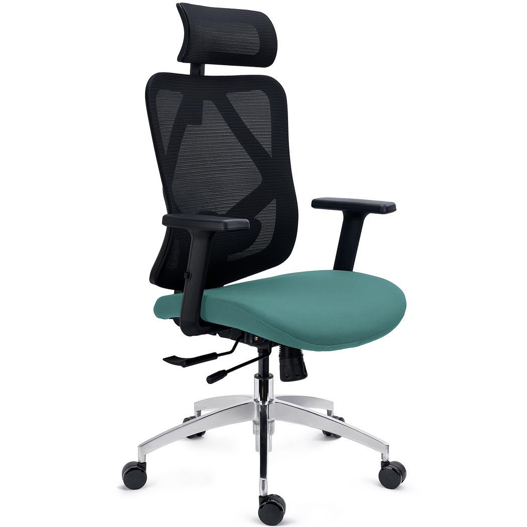 Silla Ergonómica LONDON, Soporte Lumbar Ajustable, Asiento Deslizante, Brazos 3D, Uso 8H, Verde