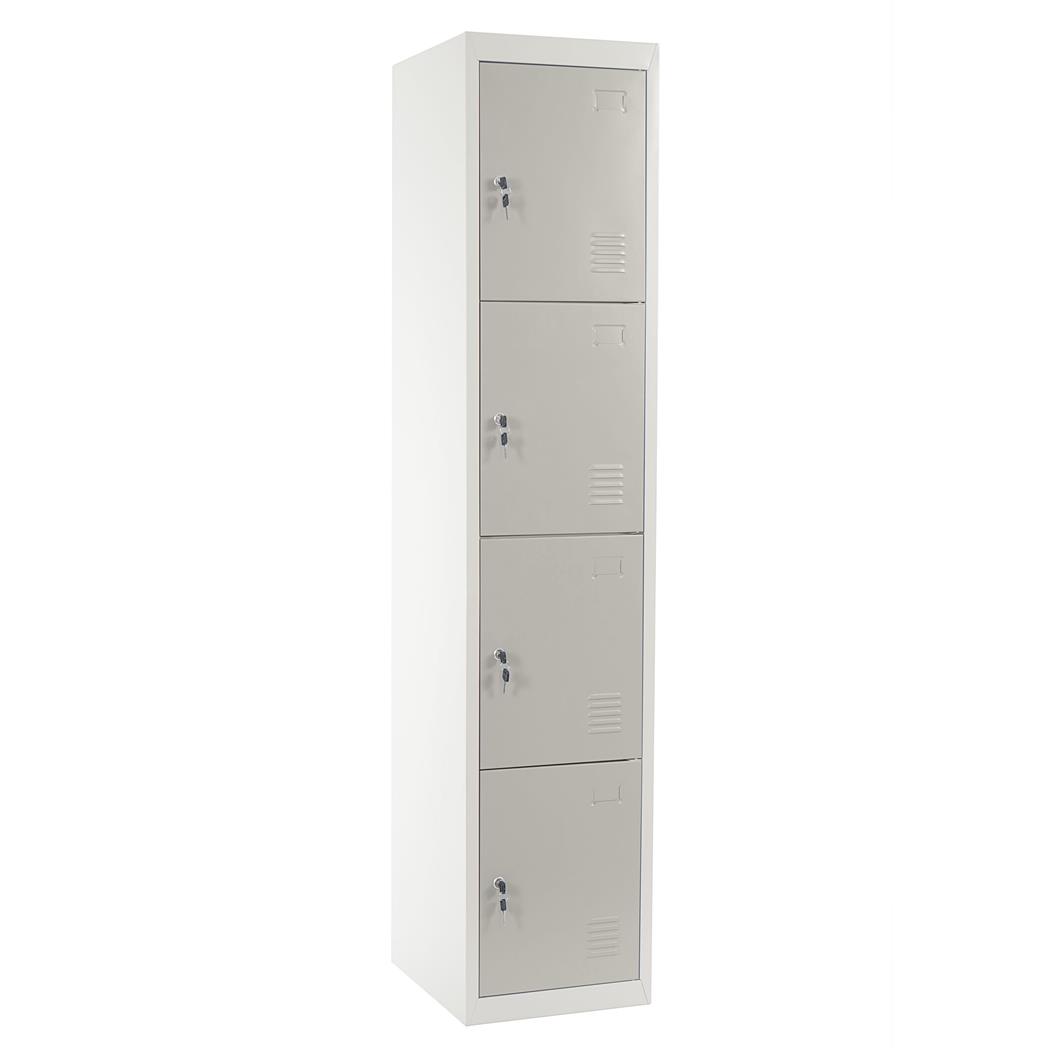 Taquilla Metálica HILDUR, 180x38x45 cm, 4 Puertas con Cerradura, Color Gris