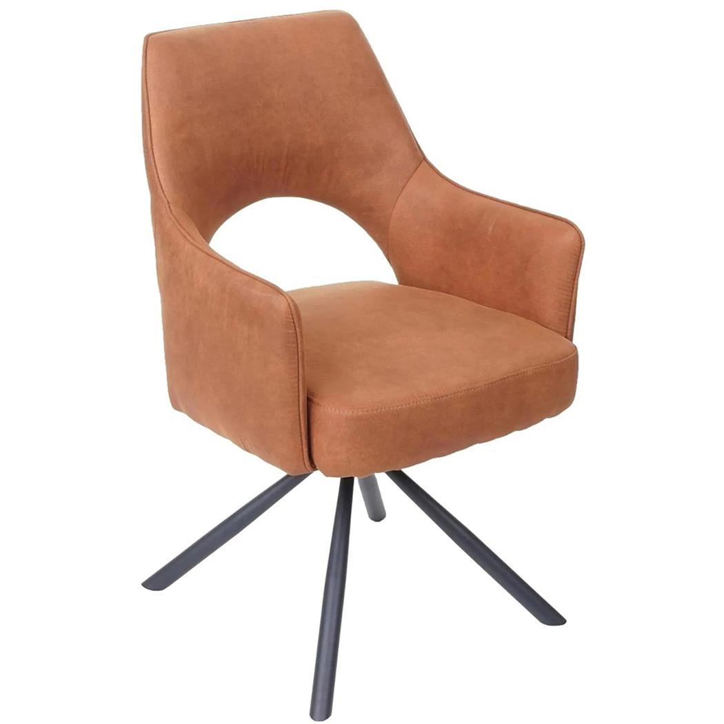 Silla de Confidente ANNIE, Giratoria, Diseño Moderno y Original, en Piel color Marrón