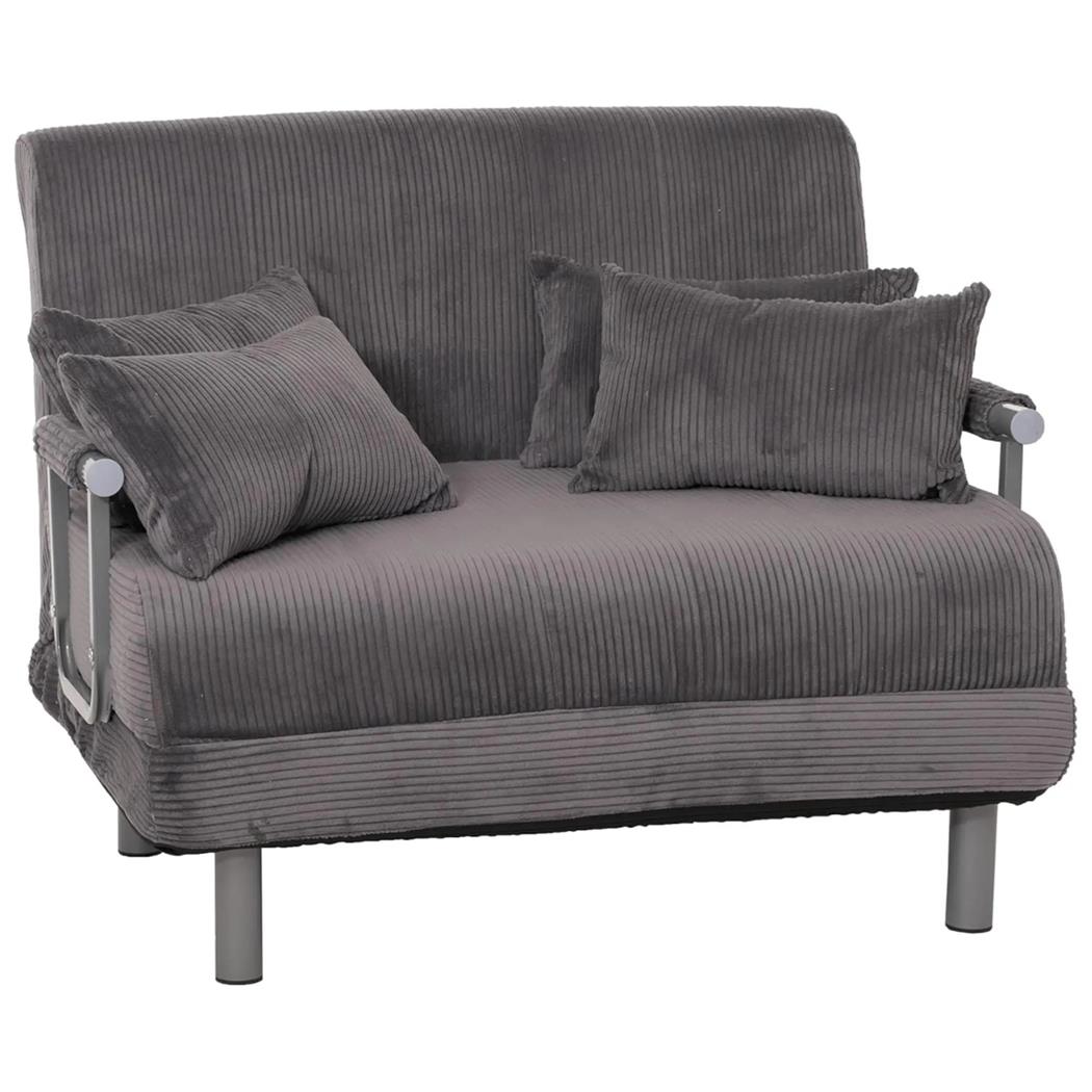 Sofá LESLY, 2 plazas, Convertible en Cama, en Tela color Gris Oscuro
