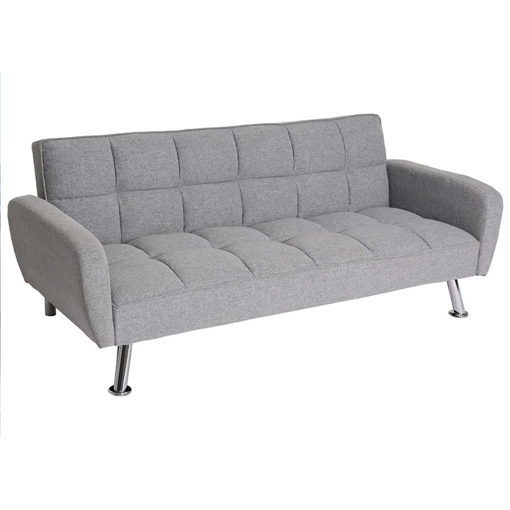 Sofá ERMES, Diseño Moderno y Sofisticado, Convertible en Cama, en Terciopelo color Gris
