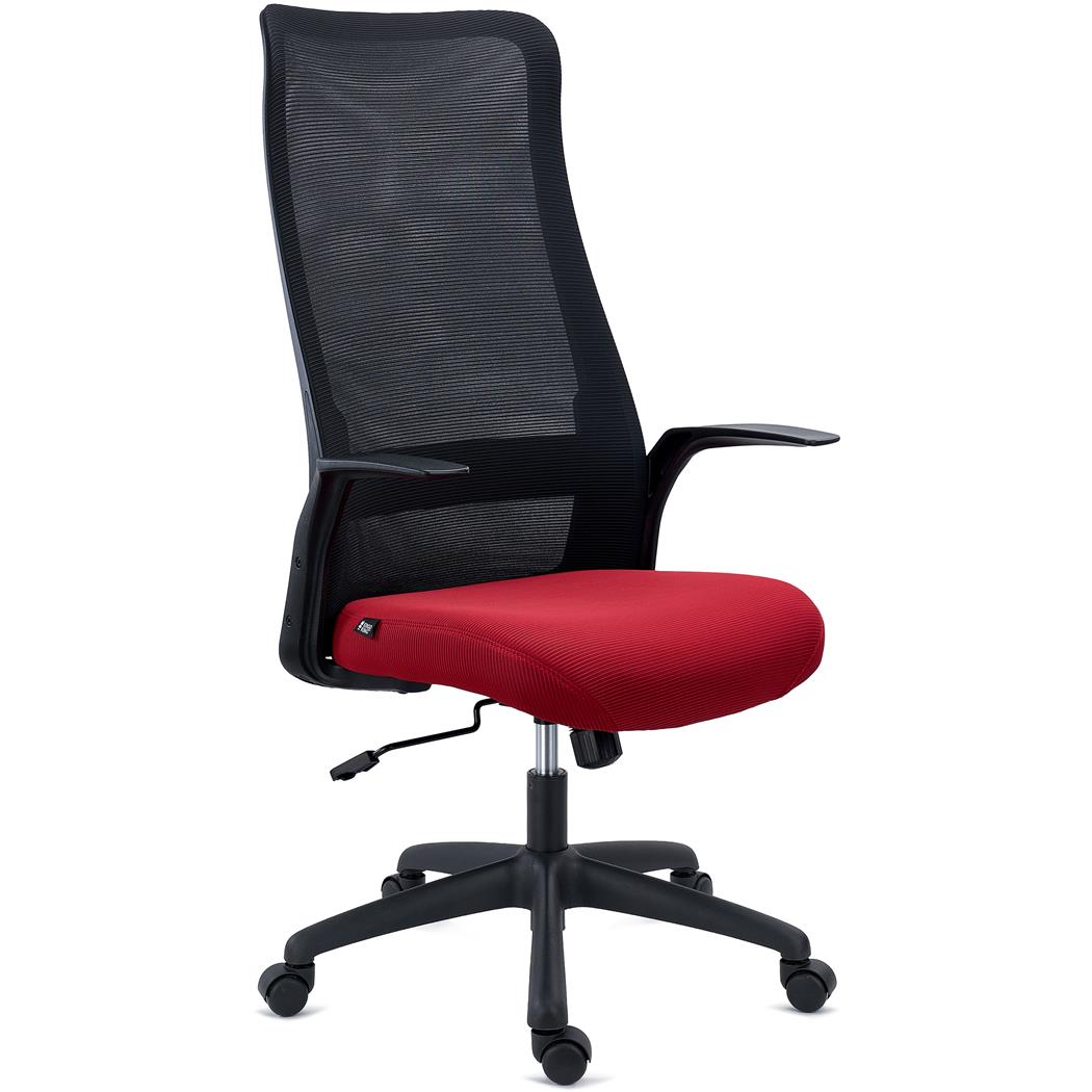 DEMO# Silla de Oficina SIERRA, Respaldo Transpirable, Soporte Lumbar, Brazos de Diseño, En Rojo