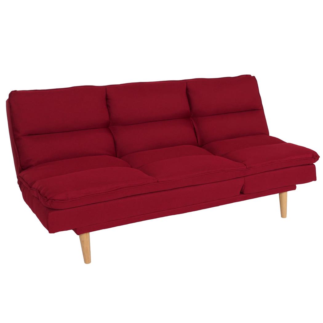 Sofá MENDIX, Diseño Moderno, Convertible en Cama, en Tela color Rojo