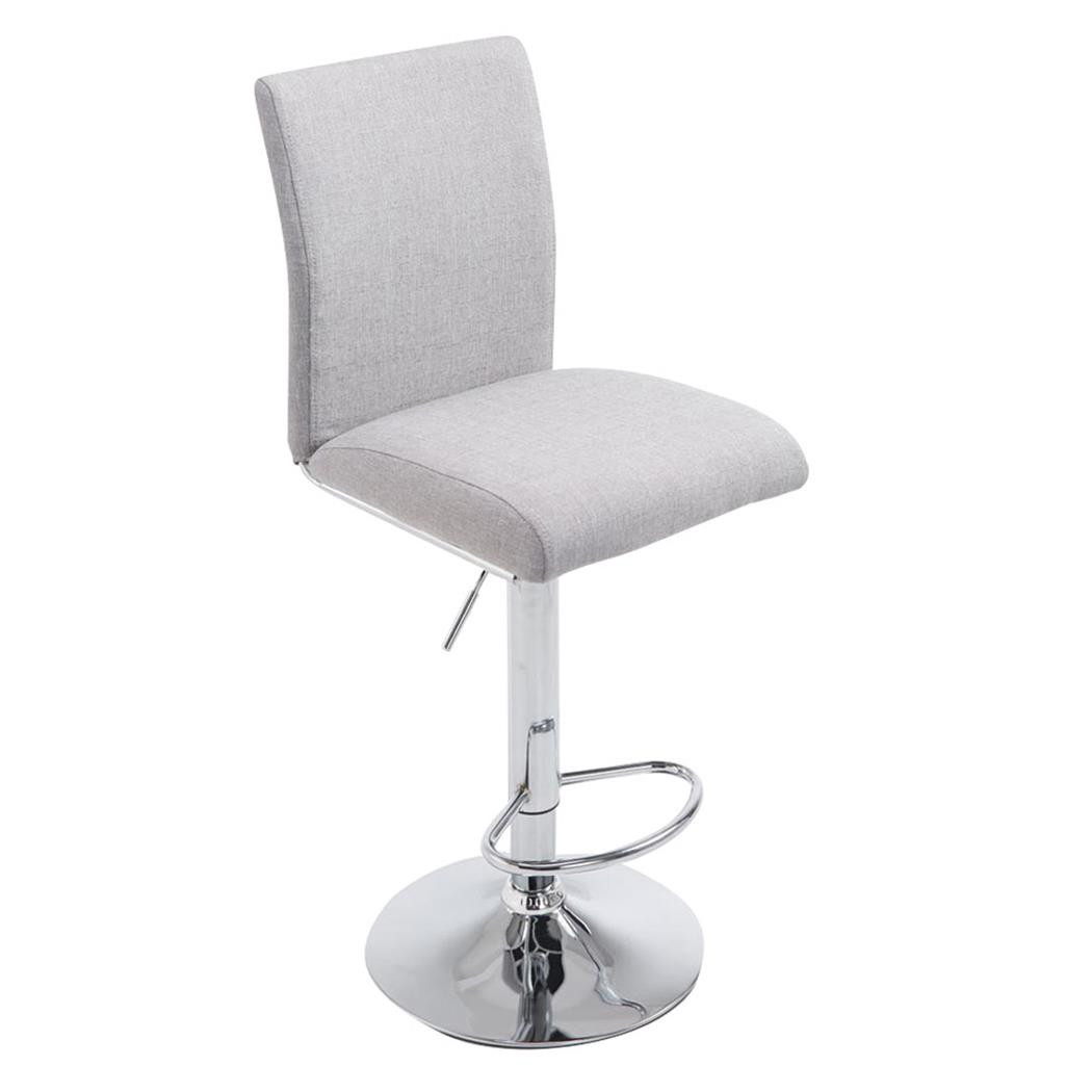 DEMO# Taburete con Respaldo KAYIN, Estructura Metálica, Grueso Acolchado en Tela color Gris Claro