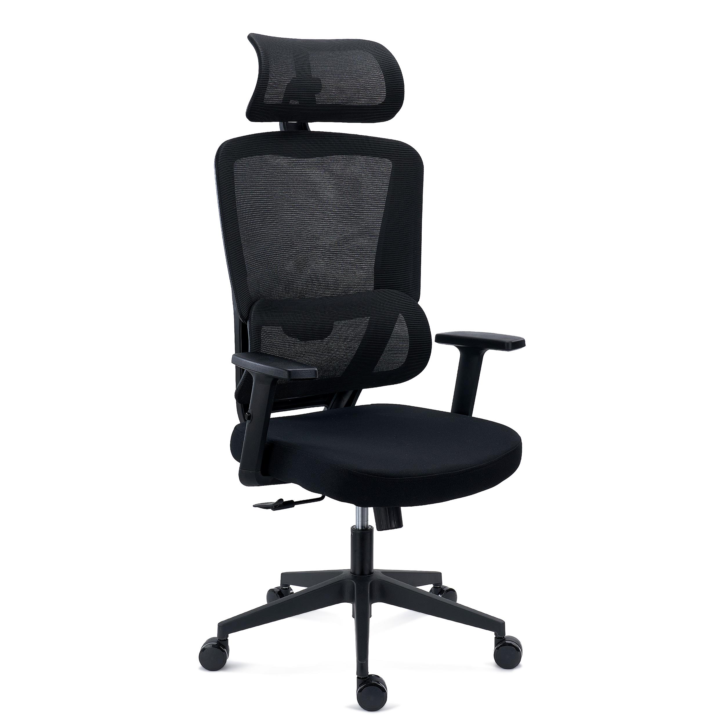 DEMO# Silla Ergonómica SUPRA, Reposacabezas, Soporte Lumbar Adaptable, Uso 8H, Tela y Malla, Negro