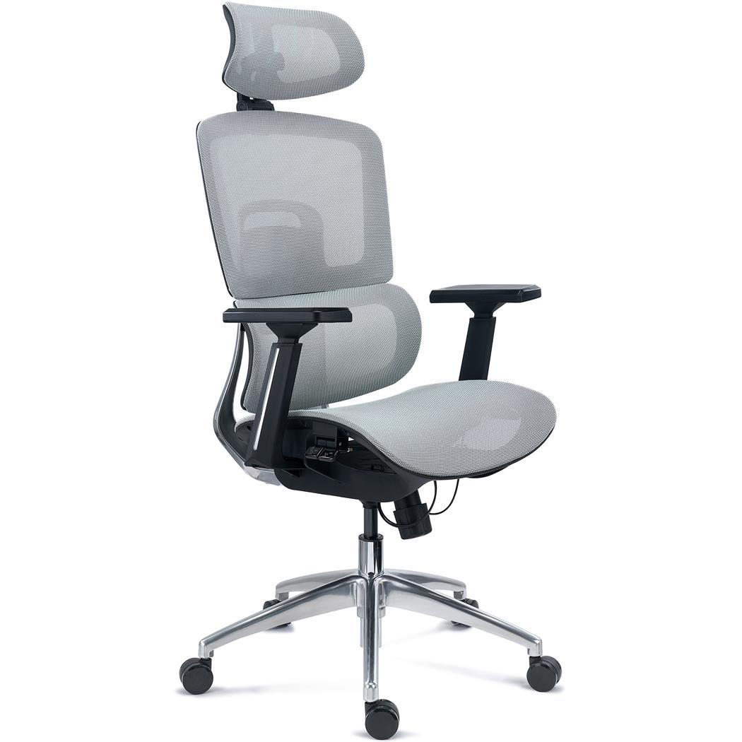 DEMO# Silla Ergonómica TITAN, Base y Marco Aluminio, Asiento Ajustable Profundidad, Brazos 3D, Gris