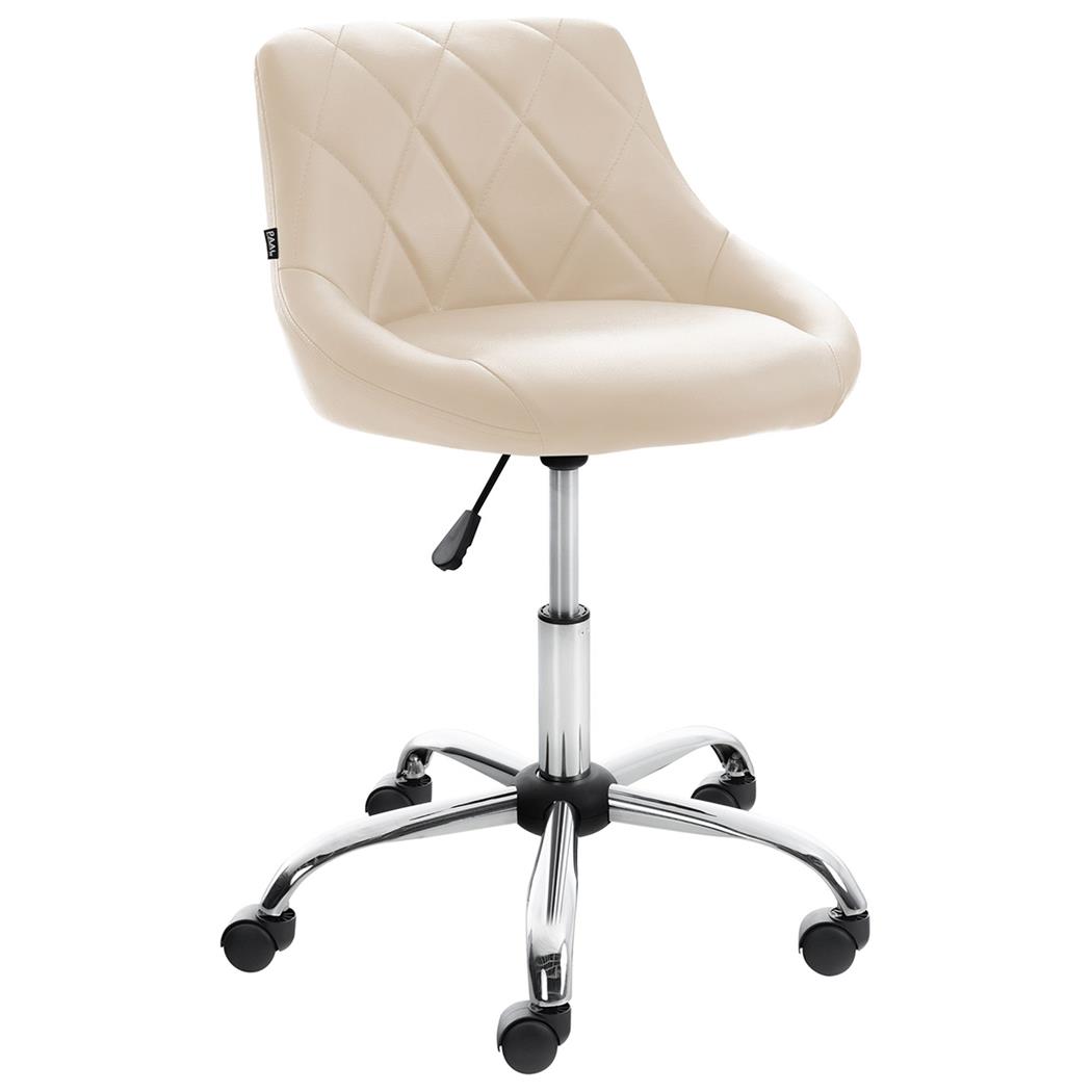 Taburete de Oficina DOVER PIEL, Gran Acolchado, Elegante Diseño, color Crema