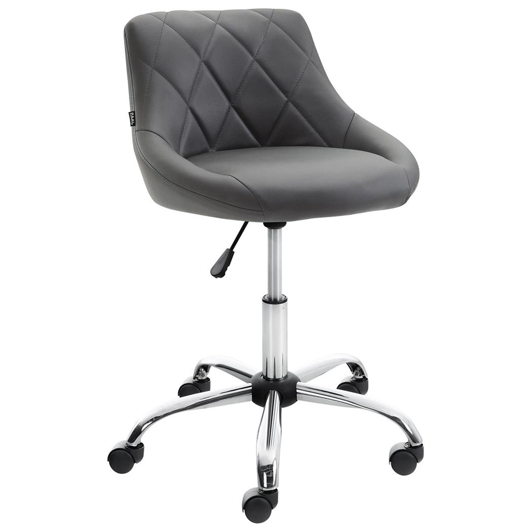 Taburete de Oficina DOVER PIEL, Gran Acolchado, Elegante Diseño, color Gris