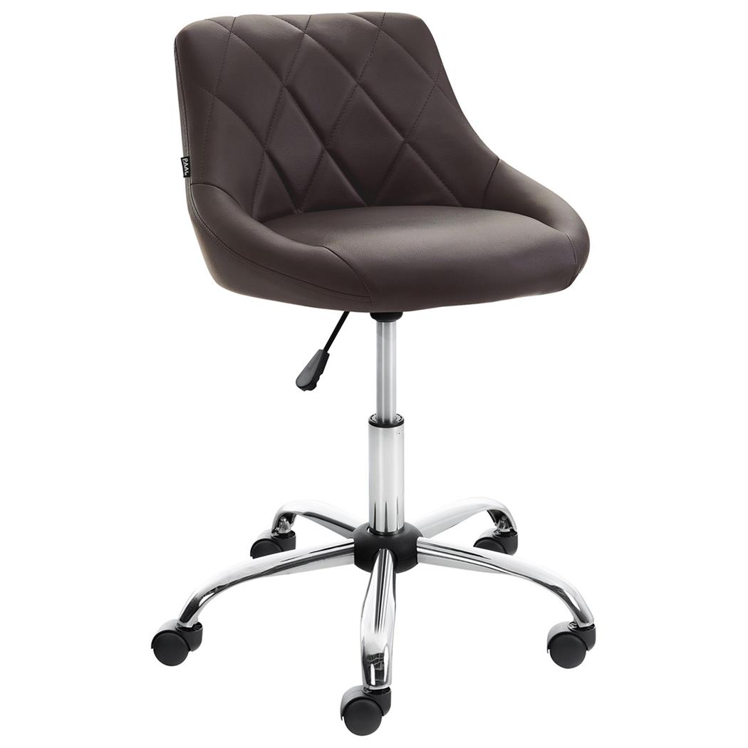 Taburete de Oficina DOVER PIEL, Gran Acolchado, Elegante Diseño, color Marrón