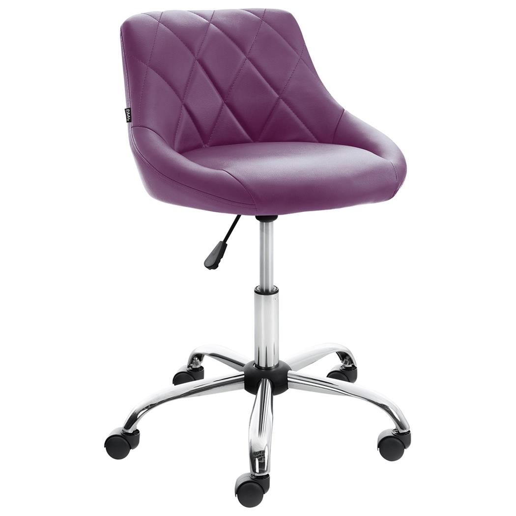Taburete de Oficina DOVER PIEL, Gran Acolchado, Elegante Diseño, color Morado