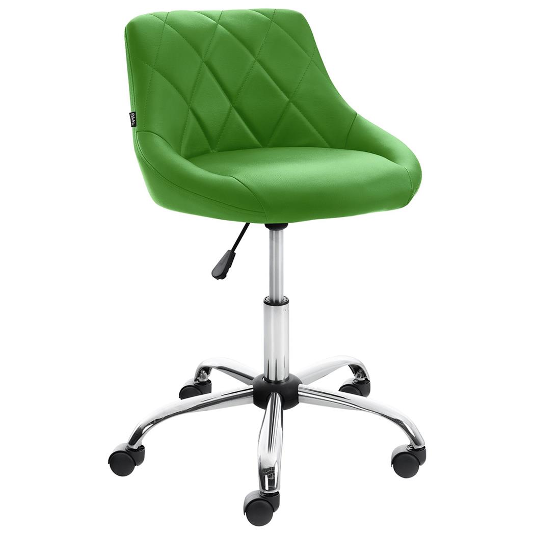 Taburete de Oficina DOVER PIEL, Gran Acolchado, Elegante Diseño, color Verde
