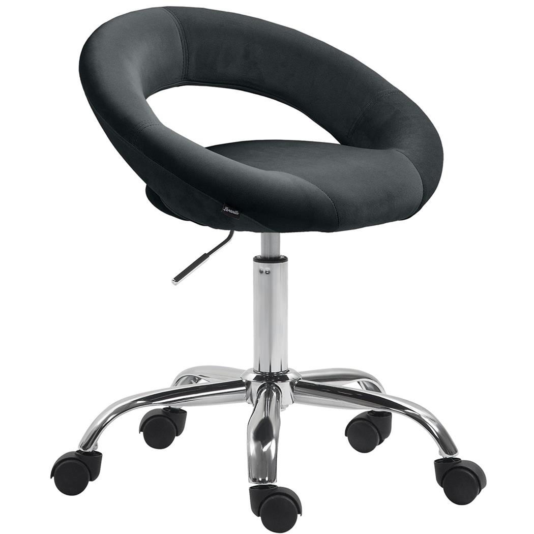 Silla de Oficina AMANDA, Diseño Original y Elegante, Base Metálica, en Terciopelo color Negro