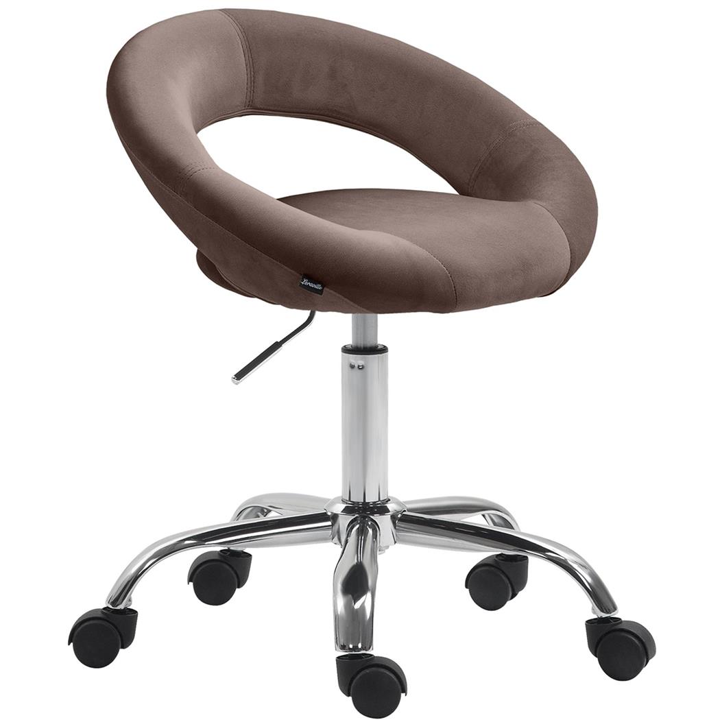 Silla de Oficina AMANDA, Diseño Original y Elegante, Base Metálica, en Terciopelo color Marrón