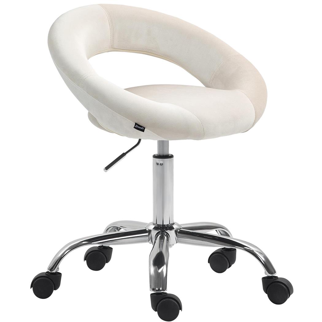 Silla de Oficina AMANDA, Diseño Original y Elegante, Base Metálica, en Terciopelo color Crema