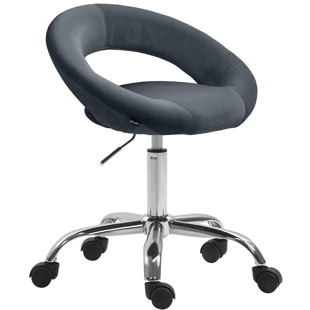 Silla de Oficina AMANDA, Diseño Original y Elegante, Base Metálica, en Terciopelo color Gris