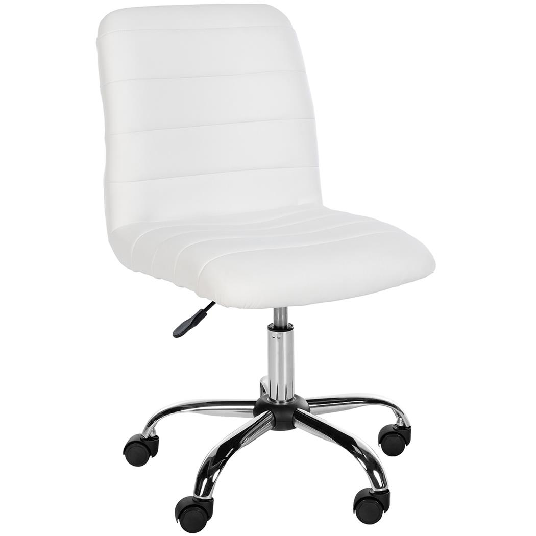 Silla de Oficina KIMU, Diseño Minimalista, Estructura Metálica, en Piel color Blanco