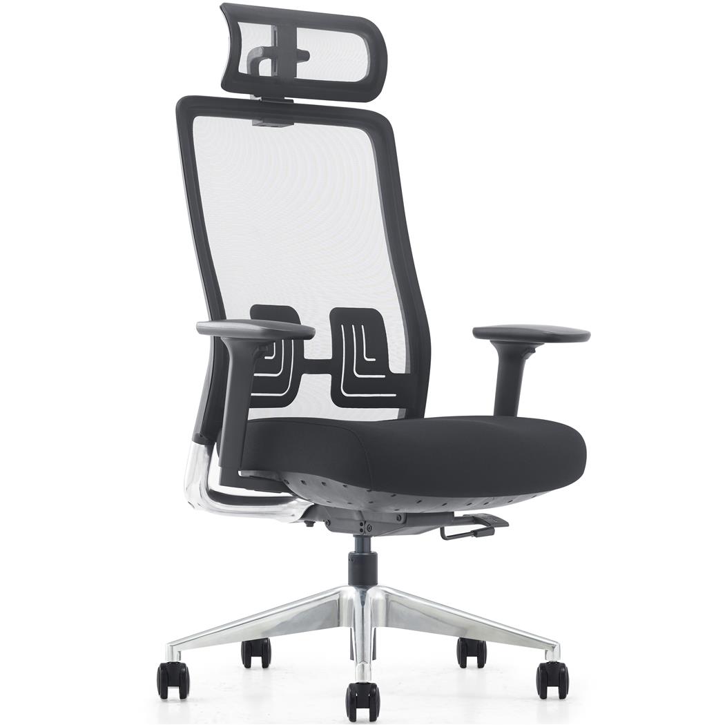 Silla ergonómica EVORA, Reposacabezas, Tapizado en malla transpirable Premium, color negro
