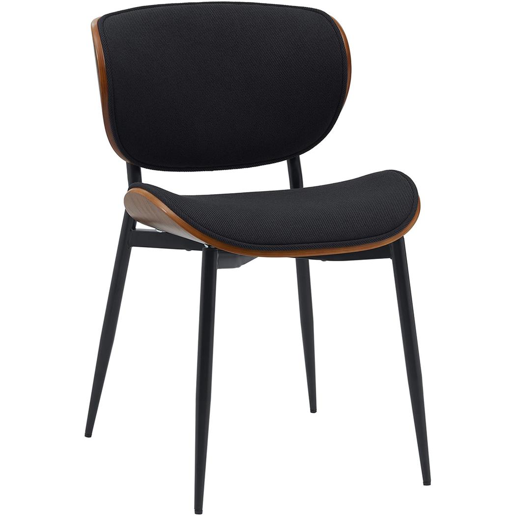 Silla de Confidente BRONSON, Elegante Revestimiento de Madera, en Tela color Negro