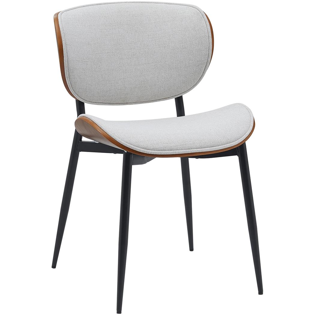 Silla de Confidente BRONSON, Elegante Revestimiento de Madera, en Tela color Crema