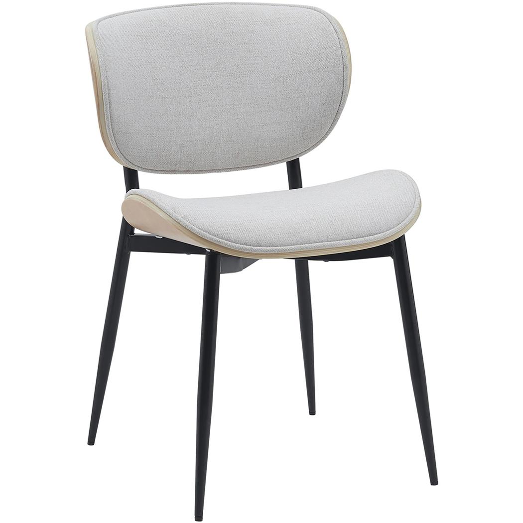 Silla de Confidente BRONSON, Elegante Revestimiento de Madera, Estructura color Natural, en Tela color Crema