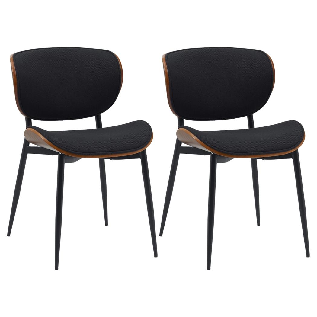 Lote de 2 Sillas de Confidente BRONSON, Elegante Revestimiento de Madera, en Tela color Negro