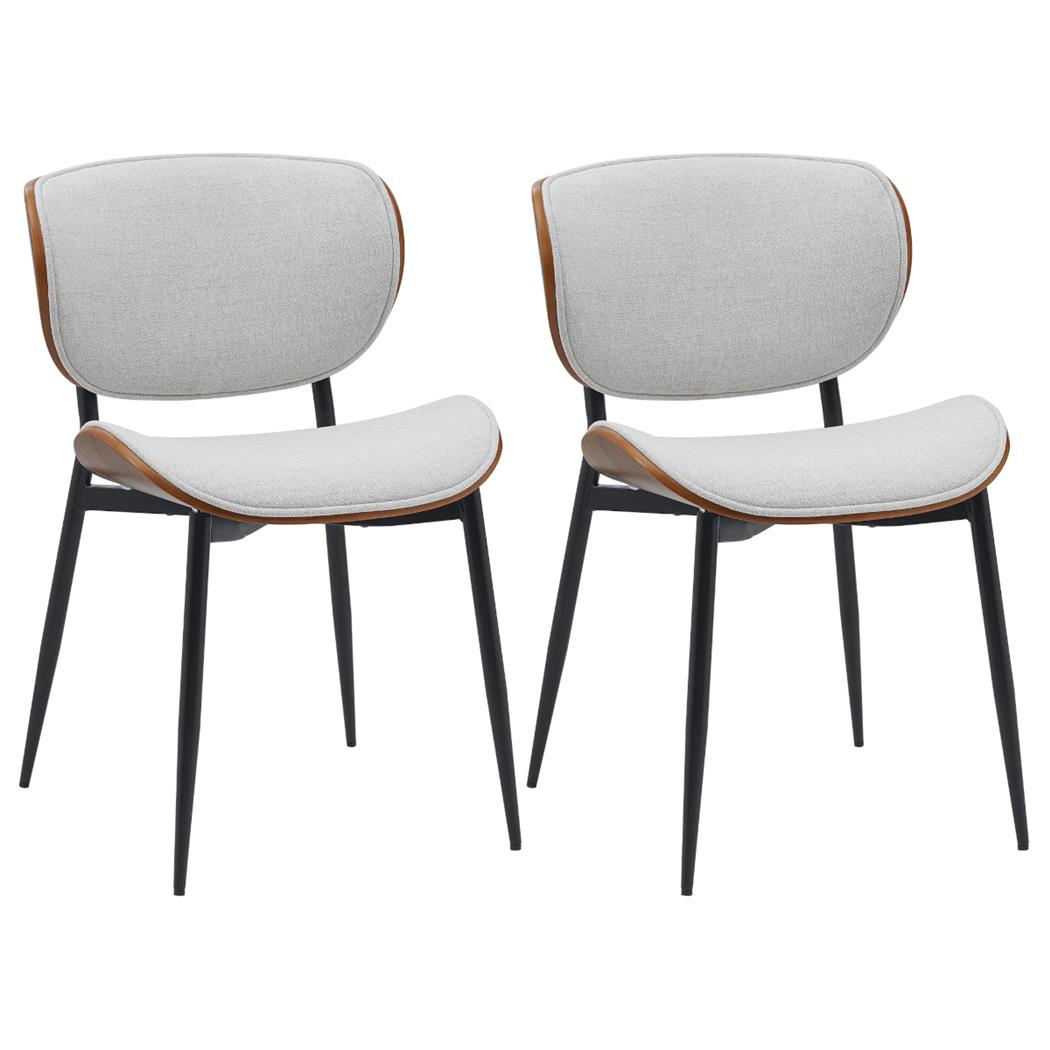 Lote de 2 Sillas de Confidente BRONSON, Elegante Revestimiento de Madera, en Tela color Crema