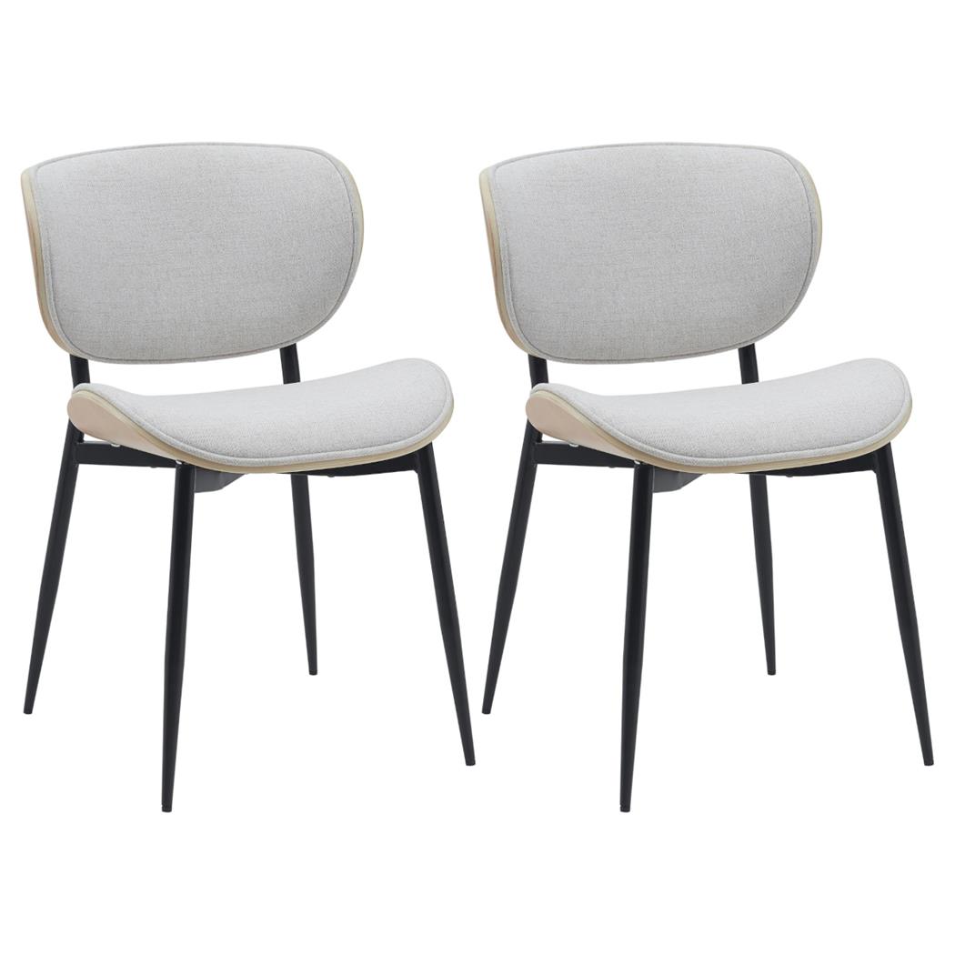 Lote de 2 Sillas de Confidente BRONSON, Elegante Revestimiento de Madera, Estructura color Natural, en Tela color Crema