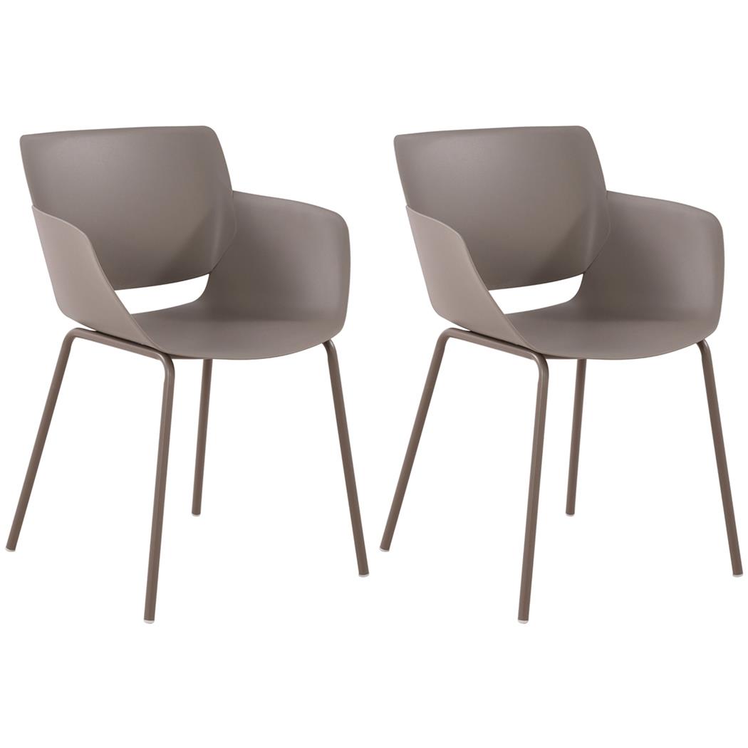 Lote de 2 Sillas de Confidente RIKO, Reposabrazos Integrados, Robusta Estructura Metálica, color Gris Topo