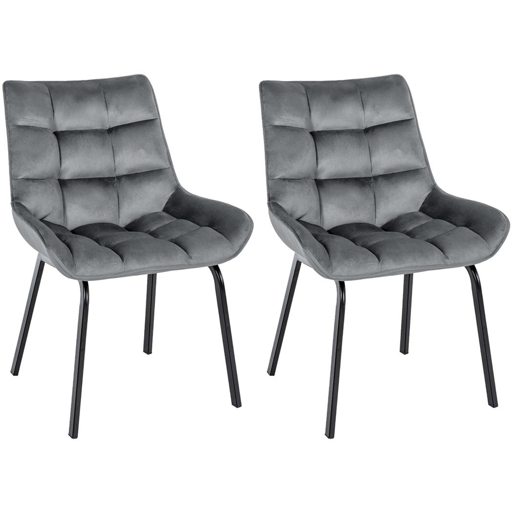 Lote de 2 Sillas de Confidente MAMBO, Grueso Acolchado, Patas Metálicas, en Terciopelo color Gris Oscuro
