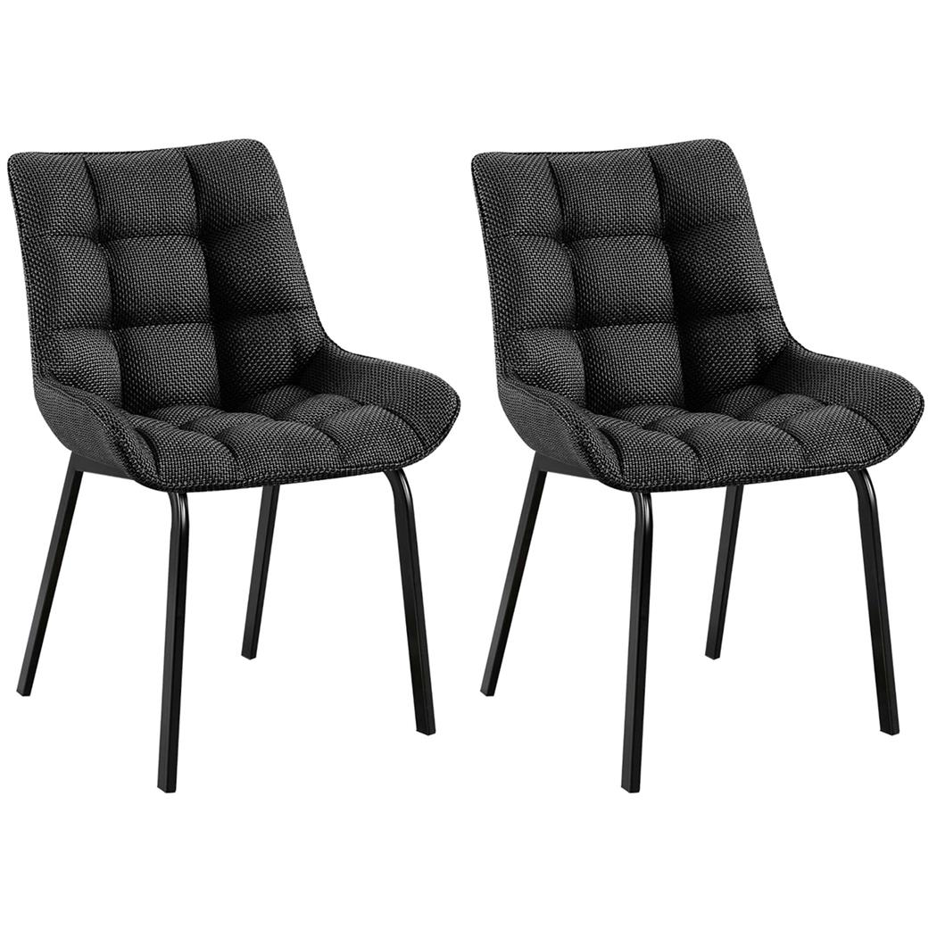 Lote de 2 Sillas de Confidente MAMBO, Grueso Acolchado, Patas Metálicas, en Tela color Gris Oscuro