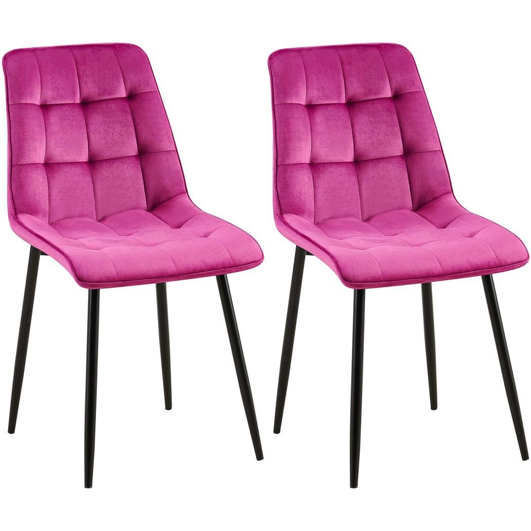Lote de 2 Sillas de Confidente HALIMA, Grueso Acolchado, Patas Metálicas, en Terciopelo color Rosa Oscuro