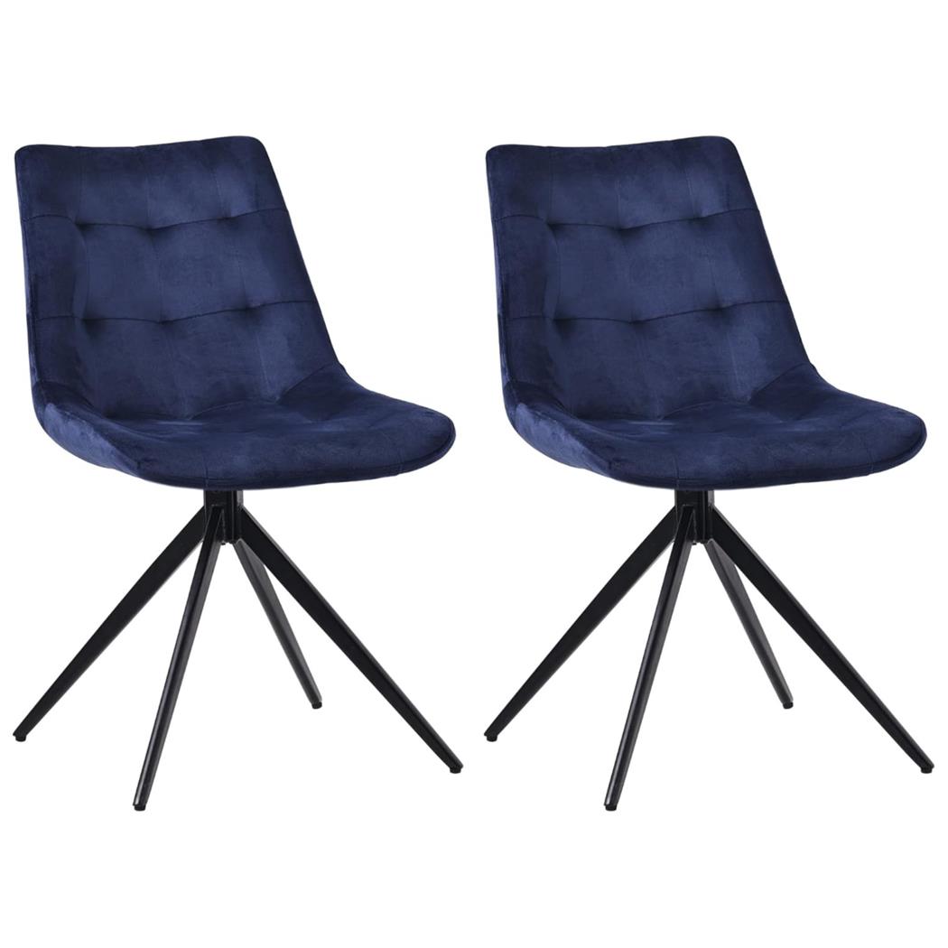 Lote de 2 Sillas de Confidente KEATON, Giratoria, Diseño Moderno, en Terciopelo color Azul