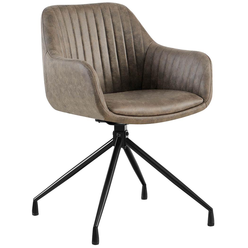 Silla de Confidente TANNER, Diseño Moderno, Giratoria 180º, en Piel color Gris