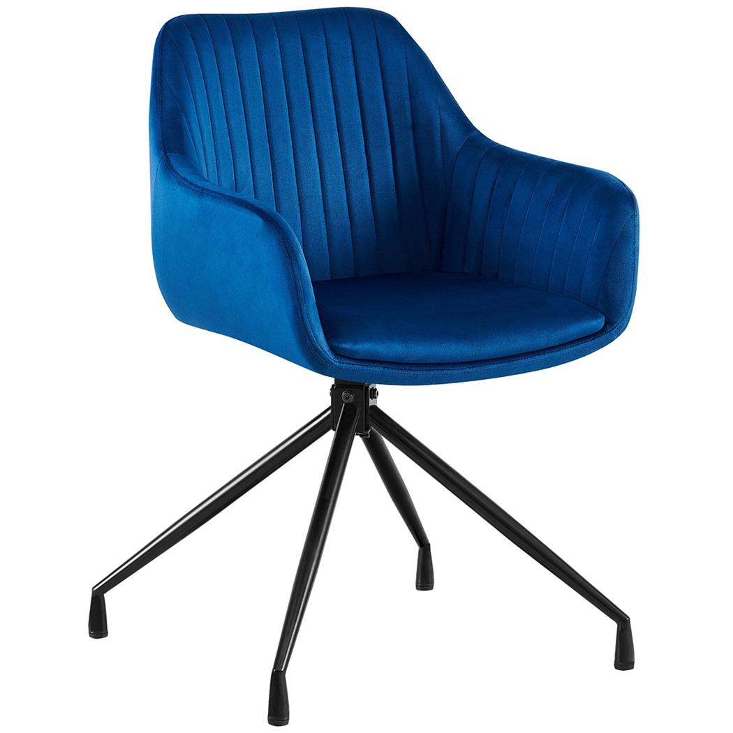 Silla de Confidente TANNER, Diseño Moderno, Giratoria 180º, en Terciopelo color Azul