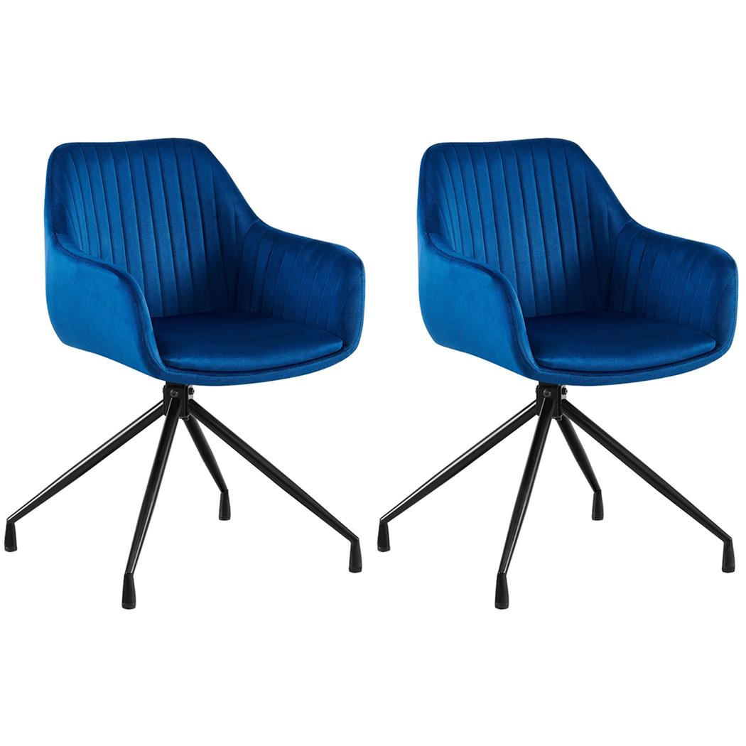 Lote de 2 Sillas de Confidente TANNER, Diseño Moderno, Giratorias 180º, en Terciopelo color Azul