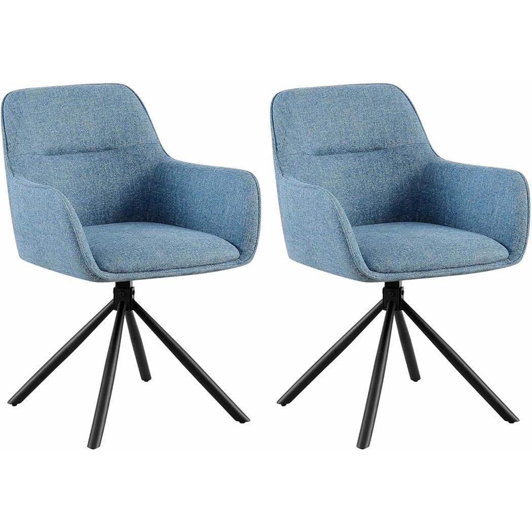 Lote de 2 Sillas de Confidente COREY, Diseño Moderno, Giratorias 180º, en Tela color Azul