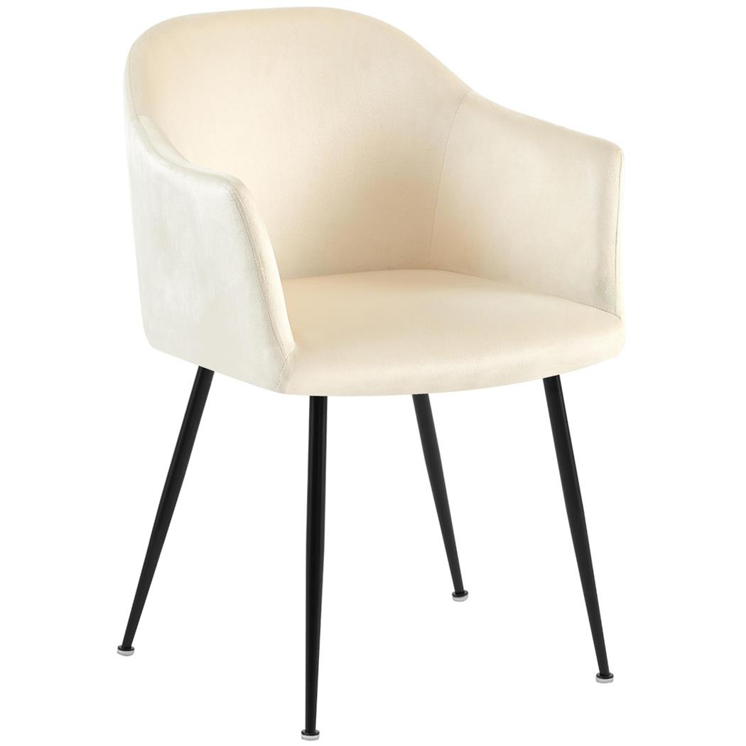 Silla de Confidente VIVIAN, Diseño moderno, en Terciopelo color Crema