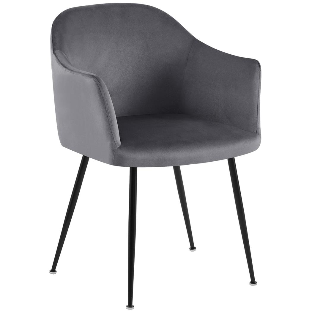 Silla de Confidente VIVIAN, Diseño moderno, en Terciopelo color Gris Oscuro