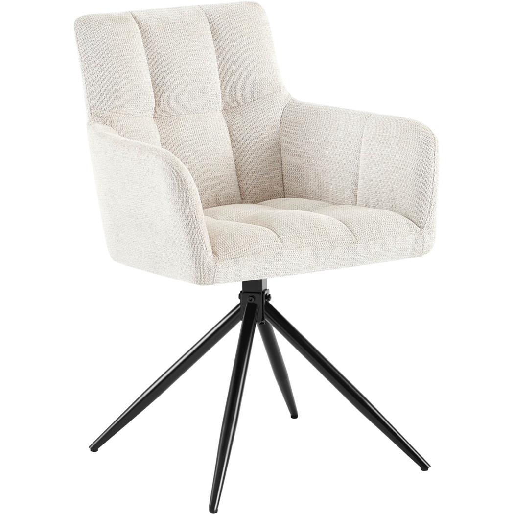 Silla de Confidente KEMP, Diseño Moderno, Giratoria, en Tela color Crema