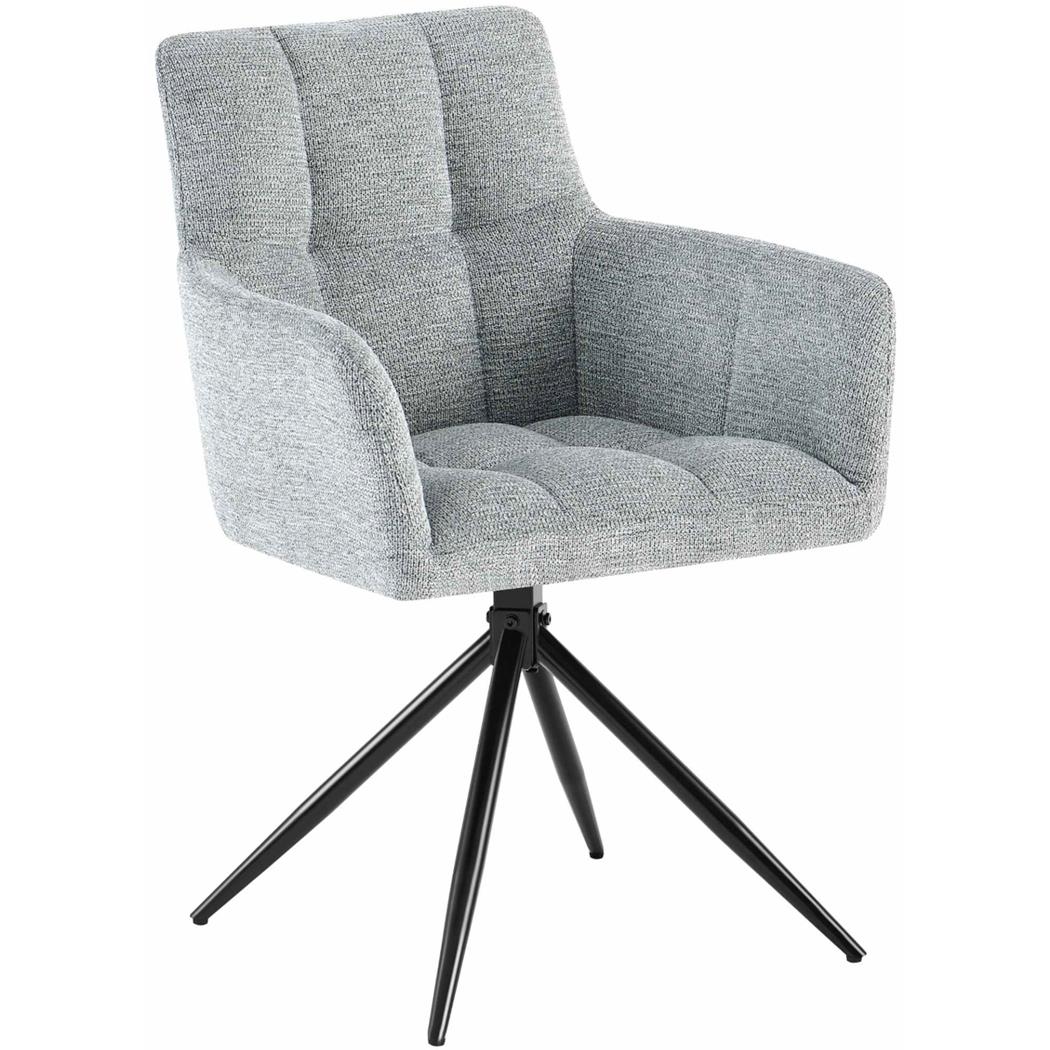 Silla de Confidente KEMP, Diseño Moderno, Giratoria, en Tela color Gris Claro