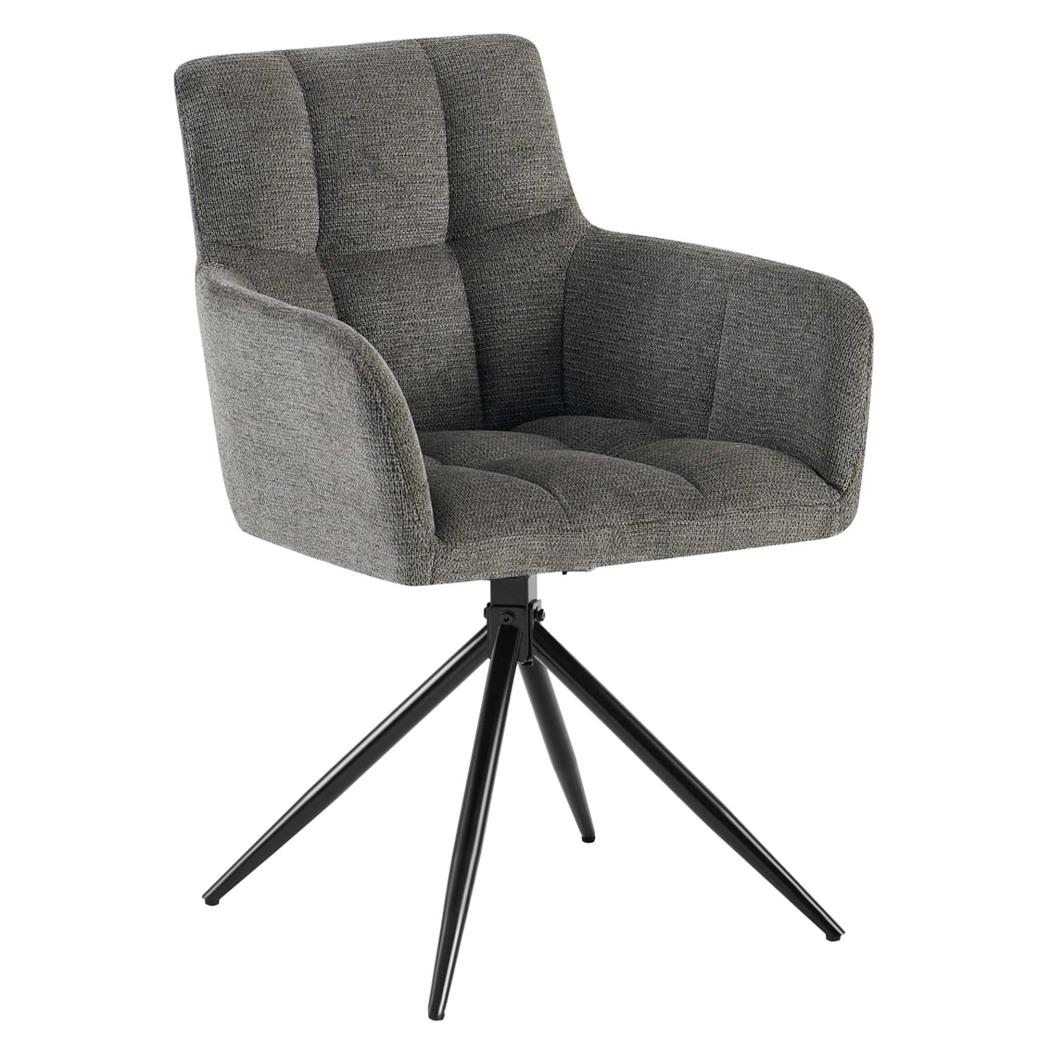 Silla de Confidente KEMP, Diseño Moderno, Giratoria, en Tela color Gris Oscuro