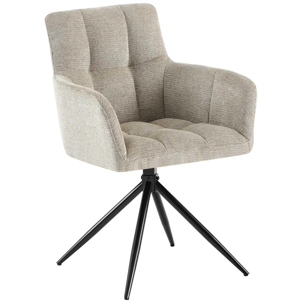 Silla de Confidente KEMP, Diseño Moderno, Giratoria, en Tela color Gris Pardo