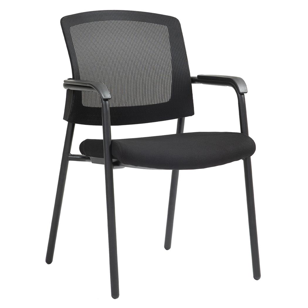 Silla de Confidente CARTER, Apilable, en Tela y Malla Transpirable, color Negro