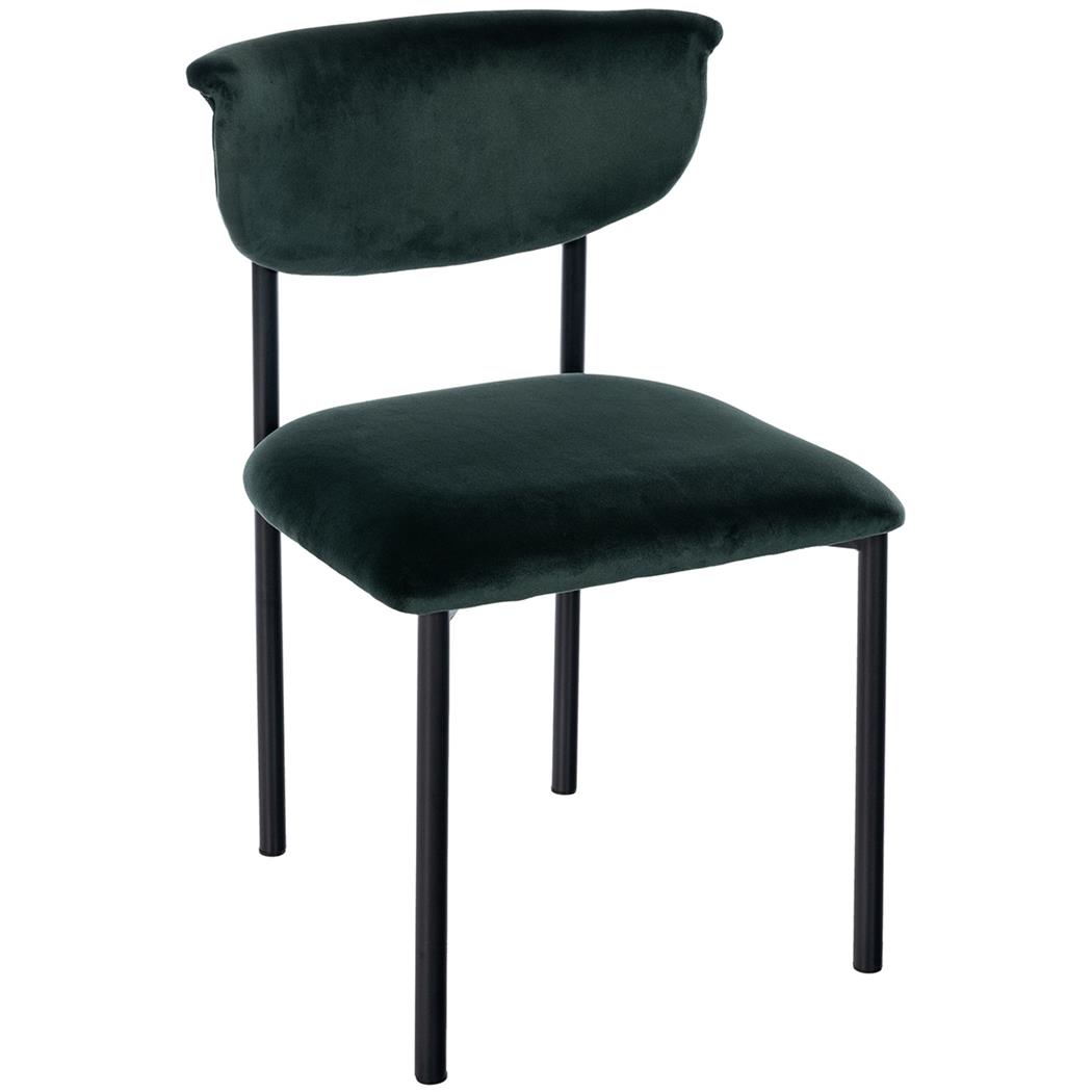 Silla de Confidente TUCKER, Diseño Atemporal, Estructura Negra, en Tercipelo color Verde Oscuro