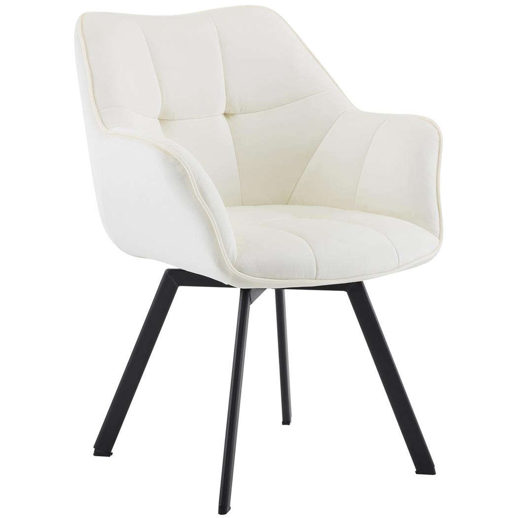 Silla de Confidente SUTTON, Estructura Metálica, Grueso Acolchado, en Terciopelo color Crema