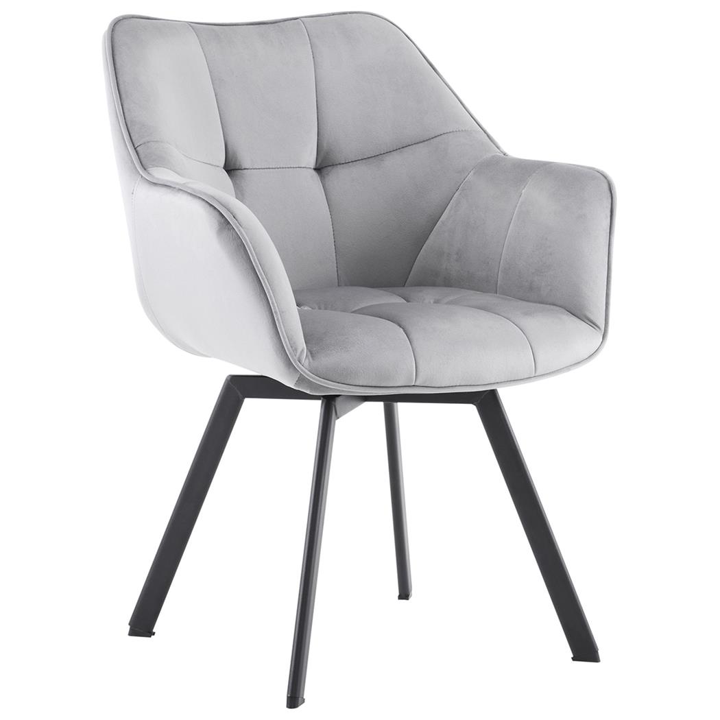 Silla de Confidente SUTTON, Estructura Metálica, Grueso Acolchado, en Terciopelo color Gris